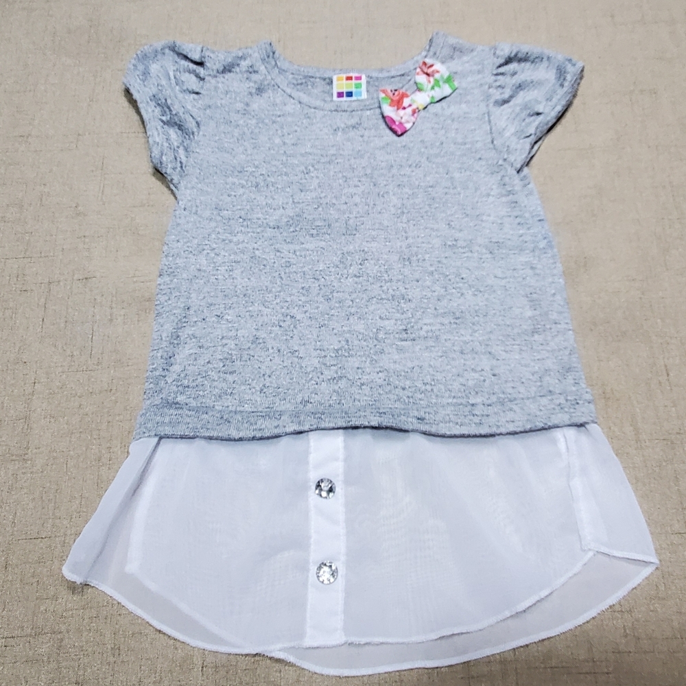 🚨5/$25🚨 Girls Grey Knit White Lace Causal Dress